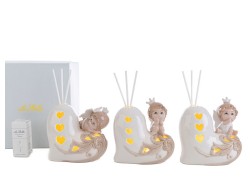 Bomboniera Nascita Battesimo Le stelle profumatore angelo su cuore 3ass. led