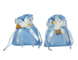 sacchetto nascita battesimo magnete cicogna con bimbo resina assortito 2 modelli