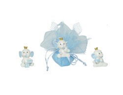 sacchetto nascita battesimo ELEFANTINO 3D BOY CON CORONA ASSORTITO IN 3 MODELLI