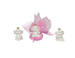 sacchetto nascita battesimo ELEFANTINO RESINA GIRL CON CORONA ASSORTITO IN 3 MODELLI