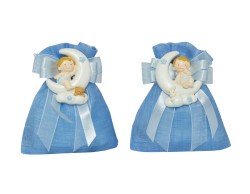 Sacchetto harmony Nascita e Battesimo magnete bimbo su luna resina assortito in 2 modelli