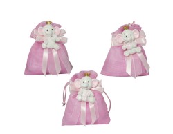 Sacchetto harmony Nascita e Battesimo Magnete elefante resina girl con corona assortito in 3 modelli