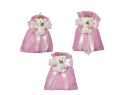 Sacchetto harmony Nascita e Battesimo Magnete orsetto resina girl con corona assortito in 3 modelli