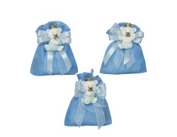 Sacchetto harmony Nascita e Battesimo Magnete orsetto resina boy con corona assortito in 3 modelli
