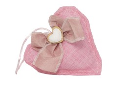 Sacchetto harmony Nascita e Battesimo CUSCINO CUORE ROSA CON FIOCCO E GESSETTO BIANCO