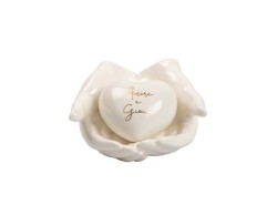 Bomboniera Matrimonio harmony MANI PORCELLANA CON CUORE BIANCO CON 2 FRASI ASSORTITI CON BOX E SACCHETTO su Bomboniere Dolci Emozioni