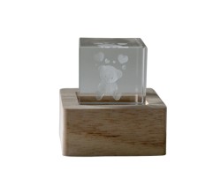 Bomboniera Lampada Cubo LED Crystall Orsetto con Cuori