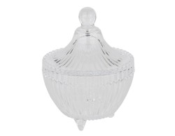 Bomboniera Porta Confetti in Vetro Lavorato con Pomolo a Sfera New Crystal