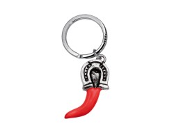 Portachiavi Corno ferro di cavallo smaltato rosso