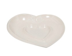 BOMBONIERA MATRIMONIO HARMONY ANTIPASTIERA CUORE PORCELLANA BIANCA CON CUORE PORC. BIANCA CON ALB. DELLA VITA PLATINO