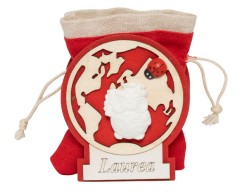 SCATOLINA LAUREA HARMONY LEGNO MAPPAMONDO CON GUFO E COCCINELLA CON SCRITTA LAUREA