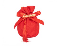 SACCHETTO LAUREA HARMONY COTONE ROSSO CON ACCESSORIO LAUREA CON FIOCCHETTO