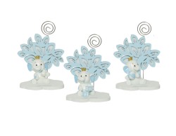 Bomboniera Harmony nascita e battesimo albero della vita celeste con elefante resina boy con corona assortito in 3 modelli