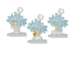 Bomboniera Harmony nascita e battesimo albero della vita celeste con bimbo resina con automezzi assortito in 3 modelli