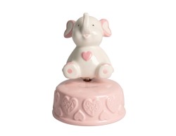 Bomboniera Harmony Battesimo Carillon elefantino in Porcellana Color rosa