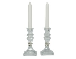 BOMBONIERA MATRIMONIO HARMONY SET 2 PORTA CANDELE CON FIORE CRISTALLO CON CANDELE
