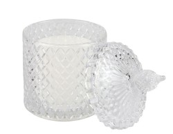 BOMBONIERA MATRIMONIO HARMONY SCATOLA VETRO DIAMANTATO GRANDE CON CANDELA PROFUMATA