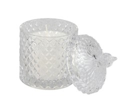 BOMBONIERA MATRIMONIO HARMONY SCATOLA VETRO DIAMANTATO MEDIA CON CANDELA PROFUMATA