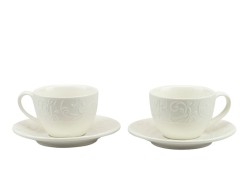 Bomboniera Matrimonio Harmony set 2 tazzine da caffè con piattino porcellana decalco floreale