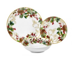 Servizio Tavola Natalizio 18 Pezzi in Porcellana - Eleganza Festiva