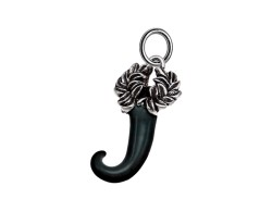 Ciondolo Corno corona alloro smaltato nero