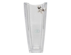 BOMBONIERA MATRIMONIO HARMONY VASO VETRO QUADRATO CON APPL. FARFALLA CRISTALLO