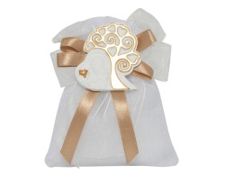 Sacchetto prima comunione harmony magnete bimba comunione resina bianco con oro