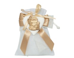 Sacchetto prima comunione harmony tipo lino bianco con gessetto cuore comunione