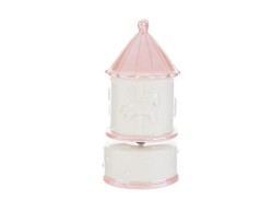 Bomboniera battesimo Carillon Giostrina in Porcellana Rosa con Astuccio