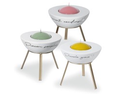 Bomboniera Solidale Portacandela Piccolo in Ceramica con Stand Oro assortito 3 tre varianti Quadrifoglio per Fondazione ABIO