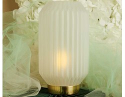 Bomboniera Matrimonio Claraluna 2026 Lampada LED Grande Plissettata Bianca Claraluna con Base Oro Eleganza Moderna