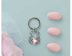 Portachiavi Piccolo Silver Orso Cuore Rosa