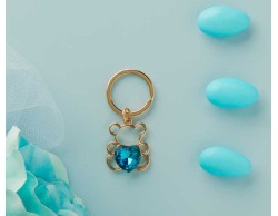 Portachiavi Piccolo Oro Orso Cuore Blu