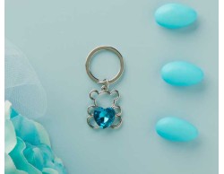 Portachiavi Piccolo Silver Orso Cuore Blu