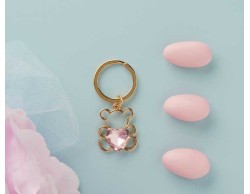 Portachiavi Piccolo Oro Orso Cuore Rosa