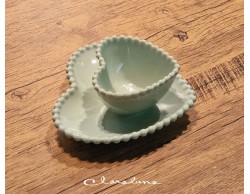 Bomboniera Matrimonio Claraluna bis piattini cuore verde piccolo e verde medio