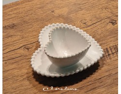 Bomboniera Matrimonio Claraluna bis piattini cuore bianco piccolo e bianco medio