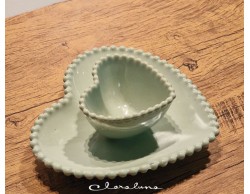 Bomboniera Matrimonio Claraluna bis piattini cuore verde grande e verde piccolo