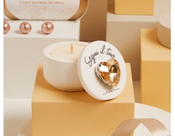 Bomboniera Claraluna  Scatolina Cuore oro con Candela in Gesso