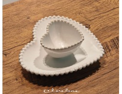 Bomboniera Matrimonio Claraluna bis piattini cuore bianco grande e bianco piccolo