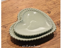 Bomboniera Matrimonio Claraluna bis piattini cuore verde medio e verde grande