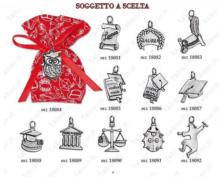 Sacchetto Laurea Tabor con ciondolo a scelta su Bomboniere Dolci Emozioni