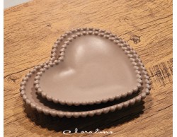 Bomboniera Matrimonio Claraluna bis piattini cuore marrone medio e marrone grande