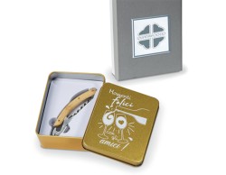 Bomboniera Solidale Cavatappi Professionale in Scatola di Metallo Rame Quadrifoglio per Fondazione ABIO