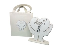 Bomboniera Matrimonio Mariella Martini Orologio Cuore su Mani con Scritta Love