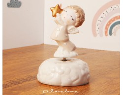 Bomboniera Claraluna Nascita Battesimo compleanno carillon angelo maschio con stella