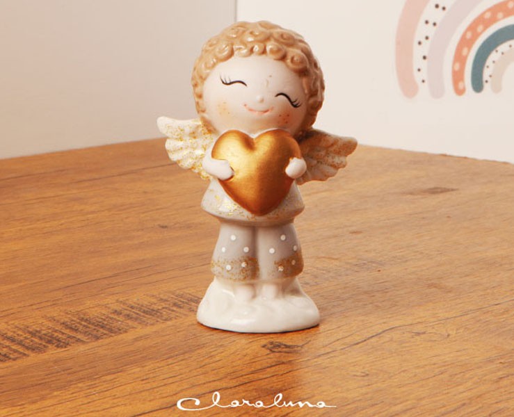 bomboniera Claraluna Nascita Battesimo angelo maschio con cuore su Bomboniere Dolci Emozioni