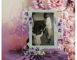 Bomboniera Matrimonio Claraluna 2026 Portafoto Rettangolare Decoro Floreale Lilla