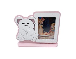 Bomboniera Nascita e Battesimo Mariella Martini portafoto rosa con orsetto