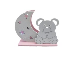 Bomboniera Prima Comunione Mariella Martini orsetto rosa luna con led